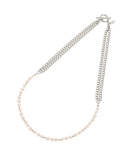 tk.TAKEO KIKUCHI（ティーケータケオキクチ）の「◆パール調チェーンコンビネックレス（ネックレス・レディース・シルバー/シルバー系・00）」の4枚目の写真