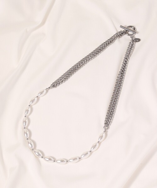 tk.TAKEO KIKUCHI（ティーケータケオキクチ）の「◆パール調チェーンコンビネックレス（ネックレス・レディース・シルバー/シルバー系・00）」の6枚目の写真