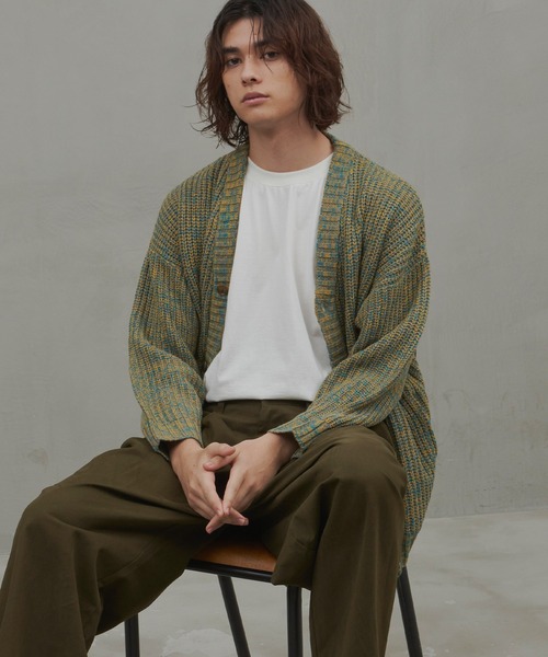 TETE HOMME(テットオム)の「【Revo.】畦編み 5Gルーズニットカーディガン(カーディガン/ボレロ・メンズ・ブラック/グレー/ブルー/マスタード/ワインレッド/パープル/アイボリー/グリーン/ネイビー/ダークオレンジ/ベージュ系1/グリーン系1/ブラックミックス・MEDIUM/LARGE)」の7枚目の写真