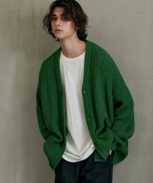 TETE HOMME(テットオム)の「【Revo.】畦編み 5Gルーズニットカーディガン(カーディガン/ボレロ・メンズ・ブラック/グレー/ブルー/マスタード/ワインレッド/パープル/アイボリー/グリーン/ネイビー/ダークオレンジ/ベージュ系1/グリーン系1/ブラックミックス・MEDIUM/LARGE)」の6枚目の写真