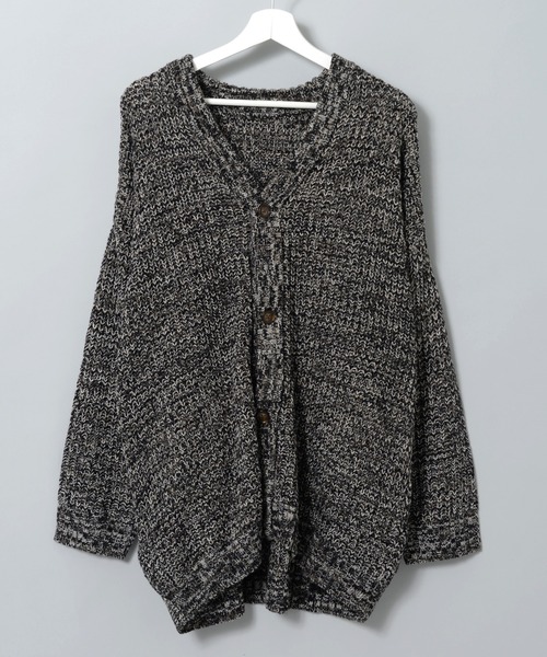 TETE HOMME(テットオム)の「【Revo.】畦編み 5Gルーズニットカーディガン(カーディガン/ボレロ・メンズ・ブラック/グレー/ブルー/マスタード/ワインレッド/パープル/アイボリー/グリーン/ネイビー/ダークオレンジ/ベージュ系1/グリーン系1/ブラックミックス・MEDIUM/LARGE)」の4枚目の写真