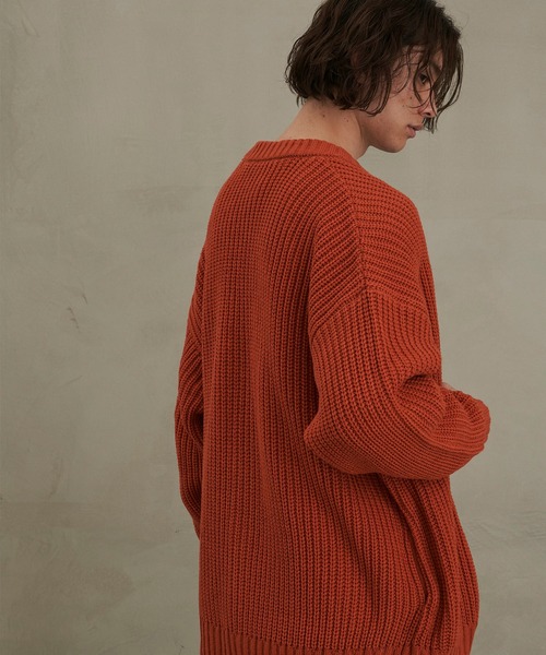 TETE HOMME(テットオム)の「【Revo.】畦編み 5Gルーズニットカーディガン(カーディガン/ボレロ・メンズ・ブラック/グレー/ブルー/マスタード/ワインレッド/パープル/アイボリー/グリーン/ネイビー/ダークオレンジ/ベージュ系1/グリーン系1/ブラックミックス・MEDIUM/LARGE)」の16枚目の写真