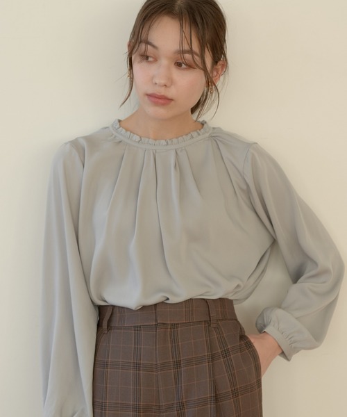 earth music&ecology（アースミュージックアンドエコロジー）の「とろみ2wayブラウス ＊（シャツ/ブラウス・レディース・ブラック/オフホワイト/ピンク/ミント/その他14/ライトベージュ・FREE）」の5枚目の写真