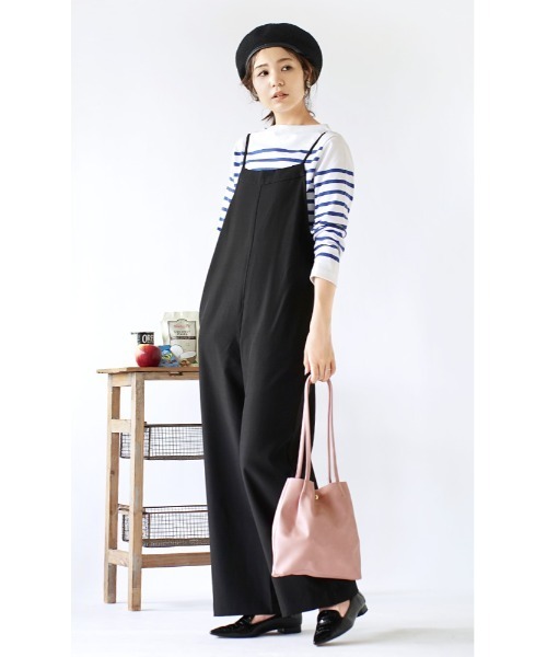e-zakkamania stores(イーザッカマニアストアーズ)の「ワイド キャミサロペット(サロペット/オーバーオール・レディース・ブラック/オレンジ・M)」の3枚目の写真