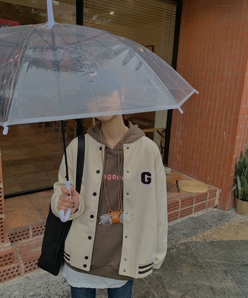 aimoha（アイモハ）の「ユニセックスゆったりブルゾン（スタジャン・レディース・ベージュ/ネイビー・FREE）」の22枚目の写真