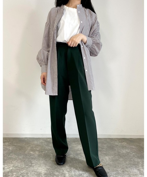 MLI'A（エムリア）の「ストライプ長袖シャツ（シャツ/ブラウス・レディース・ネイビー/ブラウン系6/グリーン系5・M）」の4枚目の写真