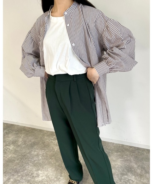 MLI'A（エムリア）の「ストライプ長袖シャツ（シャツ/ブラウス・レディース・ネイビー/ブラウン系6/グリーン系5・M）」の19枚目の写真