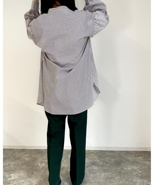MLI'A（エムリア）の「ストライプ長袖シャツ（シャツ/ブラウス・レディース・ネイビー/ブラウン系6/グリーン系5・M）」の7枚目の写真