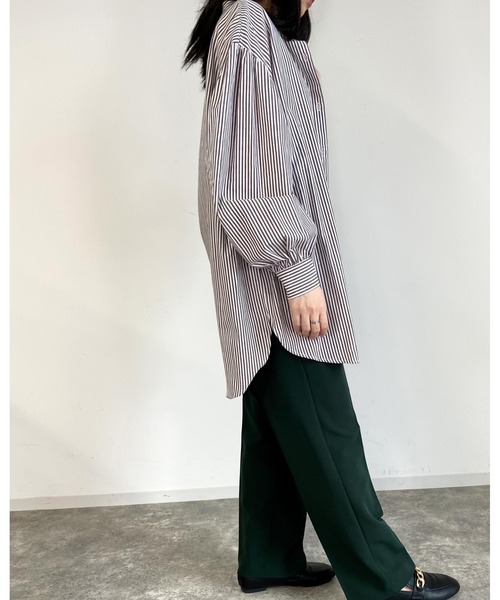 MLI'A（エムリア）の「ストライプ長袖シャツ（シャツ/ブラウス・レディース・ネイビー/ブラウン系6/グリーン系5・M）」の17枚目の写真