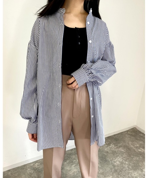 MLI'A（エムリア）の「ストライプ長袖シャツ（シャツ/ブラウス・レディース・ネイビー/ブラウン系6/グリーン系5・M）」の12枚目の写真