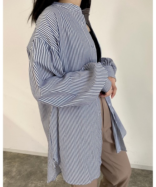 MLI'A（エムリア）の「ストライプ長袖シャツ（シャツ/ブラウス・レディース・ネイビー/ブラウン系6/グリーン系5・M）」の18枚目の写真