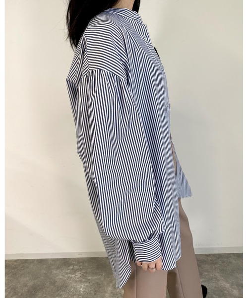 MLI'A（エムリア）の「ストライプ長袖シャツ（シャツ/ブラウス・レディース・ネイビー/ブラウン系6/グリーン系5・M）」の16枚目の写真