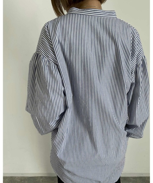 MLI'A（エムリア）の「ストライプ長袖シャツ（シャツ/ブラウス・レディース・ネイビー/ブラウン系6/グリーン系5・M）」の22枚目の写真