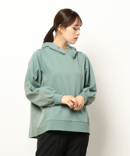 INTERPLANET(インタープラネット)の「バックデザインパーカー(パーカー・レディース・グリーン/チャコールグレー/ナチュラル・FREE)」の1枚目の写真