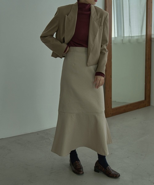 etoll.（エトル）の「タートルネックリブニット（ニット/セーター・レディース・ブラック/ダークグリーン/杢グレー/バーガンディー/グレイッシュベージュ・LL/4L/M）」の14枚目の写真