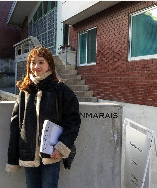 emi+(エミプラス)の「ボアブルゾンジャケット(ブルゾン・レディース・ブラック/ブラウン/グレー/カーキ/チャコールグレー/アイボリー・S/M/L/XL)」の21枚目の写真