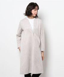 Jines | フェイクスエードノーカラーコート(ノーカラーコート)