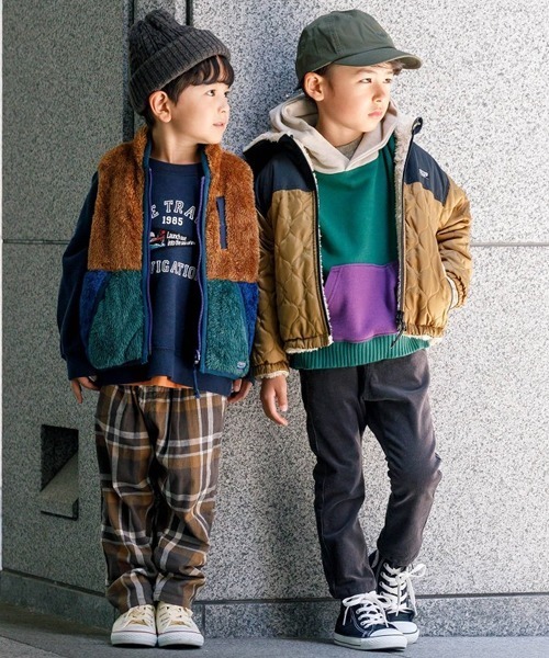 F.O.KIDS（エフオーキッズ）の「F.O.KIDS/エフオーキッズ リバーシブルインサレーションジャケット キルティング 羽織り ボアジャケット（ブルゾン・キッズ・ライトブラウン/カーキ/グレー/パープル・130/140）」の13枚目の写真