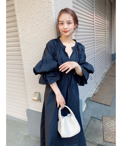 JUMELLE(ジュメロ)の「ドローコードワンピース【旧】(シャツワンピース・レディース・ブラック/ブラウン・FREE)」の7枚目の写真