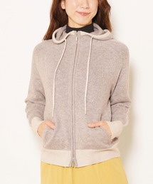 カシミヤ100%ニットパーカーフード付き