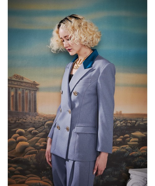 PAMEO POSE（パメオポーズ）の「Inverted Triangle Jacket Blue（テーラードジャケット・レディース・ブルー・FREE）」の3枚目の写真