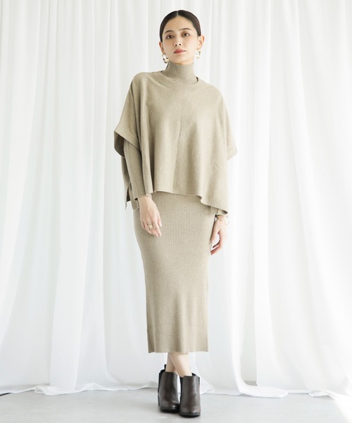 ENNEA(エンネア)の「【2021AW】抗ピリング×モダールヤーン・ニットプルオーバー&リブタートルネックロングニットワンピース2点セットアップ(ワンピース・レディース・チャコールグレー/ベージュ/ブラウン/オフホワイト/ライトグリーン・M)」の4枚目の写真