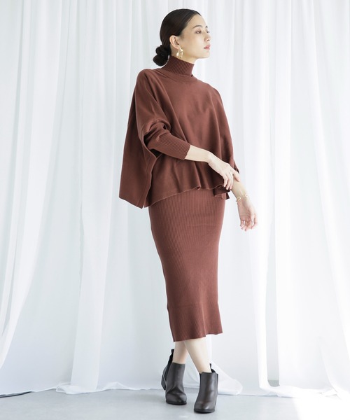 ENNEA(エンネア)の「【2021AW】抗ピリング×モダールヤーン・ニットプルオーバー&リブタートルネックロングニットワンピース2点セットアップ(ワンピース・レディース・チャコールグレー/ベージュ/ブラウン/オフホワイト/ライトグリーン・M)」の1枚目の写真