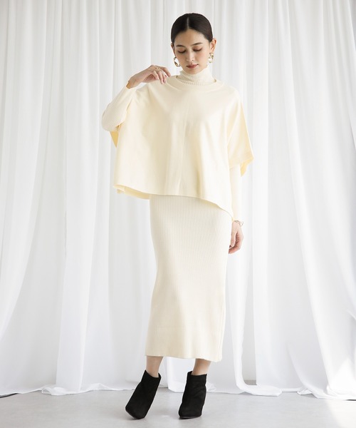 ENNEA(エンネア)の「【2021AW】抗ピリング×モダールヤーン・ニットプルオーバー&リブタートルネックロングニットワンピース2点セットアップ(ワンピース・レディース・チャコールグレー/ベージュ/ブラウン/オフホワイト/ライトグリーン・M)」の2枚目の写真