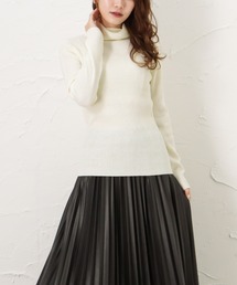 NAVY | 洗えるニット 12Gタートルネックリブプルオーバー(ニット/セーター)