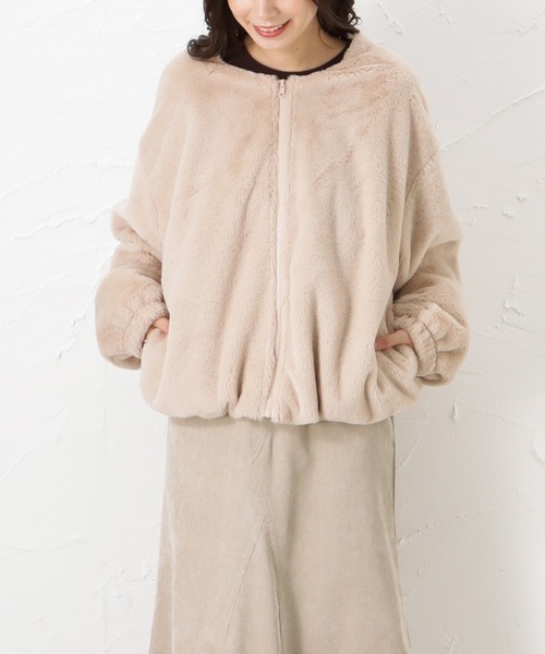 Howdy Marie（ハウディ―マリー）の「ノーカラー ファーブルゾン（ブルゾン・レディース・ベージュ/グレー/ブラウン・フリー）」の15枚目の写真