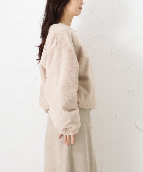 Howdy Marie（ハウディ―マリー）の「ノーカラー ファーブルゾン（ブルゾン・レディース・ベージュ/グレー/ブラウン・フリー）」の7枚目の写真