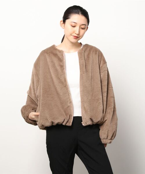 Howdy Marie（ハウディ―マリー）の「ノーカラー ファーブルゾン（ブルゾン・レディース・ベージュ/グレー/ブラウン・フリー）」の21枚目の写真