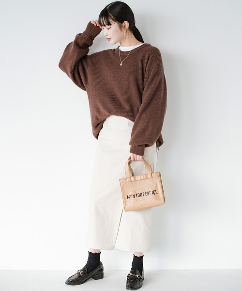 haco!（ハコ）の「コーデの縁の下の力持ち！「シンプルなのになんだかオシャレに見える」を目指してディテールにこだわった　とにかく頼れる定番ニット by who made me（ニット/セーター・レディース・ネイビー/レッド/ブラウン・SMALL/MEDIUM/X-LARGE/LARGE）」の6枚目の写真