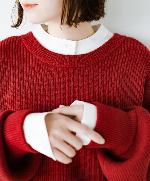 haco!（ハコ）の「コーデの縁の下の力持ち！「シンプルなのになんだかオシャレに見える」を目指してディテールにこだわった　とにかく頼れる定番ニット by who made me（ニット/セーター・レディース・ネイビー/レッド/ブラウン・SMALL/MEDIUM/X-LARGE/LARGE）」の9枚目の写真