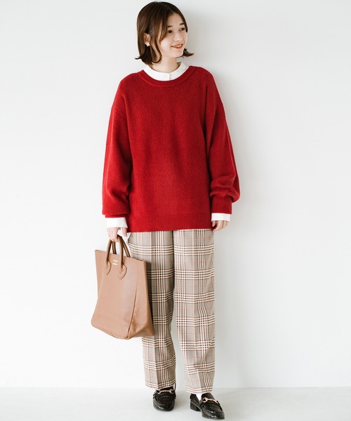 haco!（ハコ）の「コーデの縁の下の力持ち！「シンプルなのになんだかオシャレに見える」を目指してディテールにこだわった　とにかく頼れる定番ニット by who made me（ニット/セーター・レディース・ネイビー/レッド/ブラウン・SMALL/MEDIUM/X-LARGE/LARGE）」の15枚目の写真