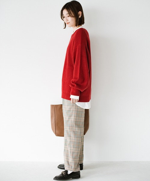 haco!（ハコ）の「コーデの縁の下の力持ち！「シンプルなのになんだかオシャレに見える」を目指してディテールにこだわった　とにかく頼れる定番ニット by who made me（ニット/セーター・レディース・ネイビー/レッド/ブラウン・SMALL/MEDIUM/X-LARGE/LARGE）」の8枚目の写真