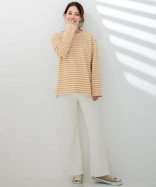 CHOCOA(チョコア)の「マタニティリラックス裾ワイドシンプルパンツ(マタニティウェア/グッズ・レディース・ブラック/アイボリー・MEDIUM/LARGE)」の3枚目の写真