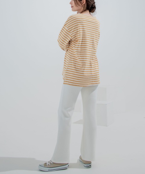 CHOCOA(チョコア)の「マタニティリラックス裾ワイドシンプルパンツ(マタニティウェア/グッズ・レディース・ブラック/アイボリー・MEDIUM/LARGE)」の6枚目の写真