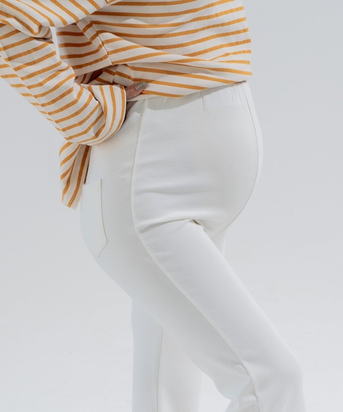 CHOCOA(チョコア)の「マタニティリラックス裾ワイドシンプルパンツ(マタニティウェア/グッズ・レディース・ブラック/アイボリー・MEDIUM/LARGE)」の8枚目の写真