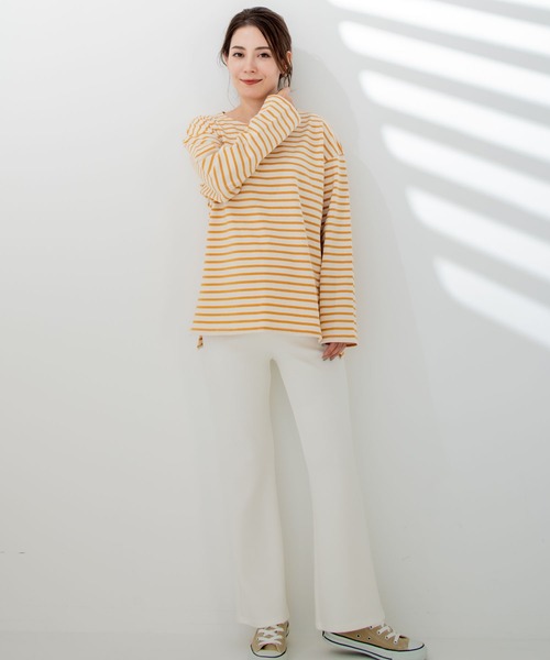 CHOCOA(チョコア)の「マタニティリラックス裾ワイドシンプルパンツ(マタニティウェア/グッズ・レディース・ブラック/アイボリー・MEDIUM/LARGE)」の12枚目の写真