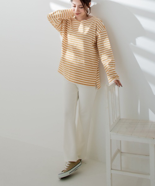 CHOCOA(チョコア)の「マタニティリラックス裾ワイドシンプルパンツ(マタニティウェア/グッズ・レディース・ブラック/アイボリー・MEDIUM/LARGE)」の16枚目の写真