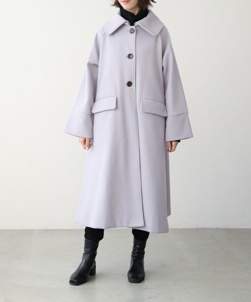 frames RAY CASSIN(フレームスレイカズン)の「【WEB限定】2WAYフェイクウールコート(ステンカラーコート・レディース・ブラック/オフホワイト/ラベンダー・FREE)」の18枚目の写真