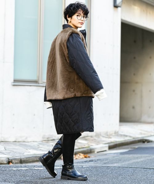 RAGEBLUE（レイジブルー）の「3WAY/ファーベストキルティングコート/261015（ミリタリージャケット・レディース・ブラック/オフホワイト/オリーブ・FREE）」の8枚目の写真