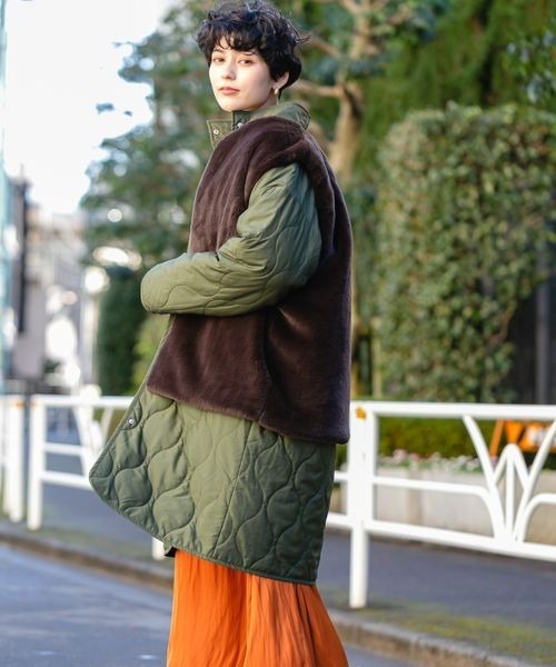 RAGEBLUE（レイジブルー）の「3WAY/ファーベストキルティングコート/261015（ミリタリージャケット・レディース・ブラック/オフホワイト/オリーブ・FREE）」の13枚目の写真