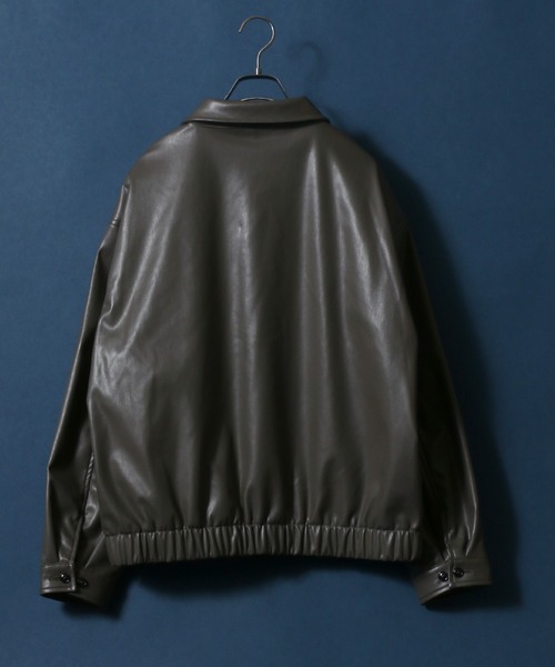 ANPAS（アンパス）の「Synthetic Leather Fly Front Blouson Jacket/フェイクレザー 比翼仕立て ブルゾン ジャケット（ブルゾン・メンズ・ブラック/アッシュブラウン・LL/M/L）」の6枚目の写真