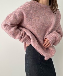 ミックスカラークルーネックニット