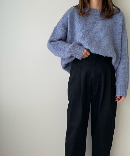 LE MORE(リモア)の「ミックスカラークルーネックニット(ニット/セーター・レディース・ブルー/オレンジ/グリーン/ピンク・FREE)」の3枚目の写真