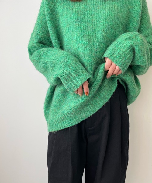 LE MORE(リモア)の「ミックスカラークルーネックニット(ニット/セーター・レディース・ブルー/オレンジ/グリーン/ピンク・FREE)」の19枚目の写真