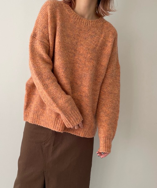 LE MORE(リモア)の「ミックスカラークルーネックニット(ニット/セーター・レディース・ブルー/オレンジ/グリーン/ピンク・FREE)」の10枚目の写真
