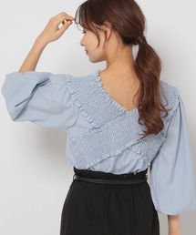 ギンガムシャーリングブラウス 272395